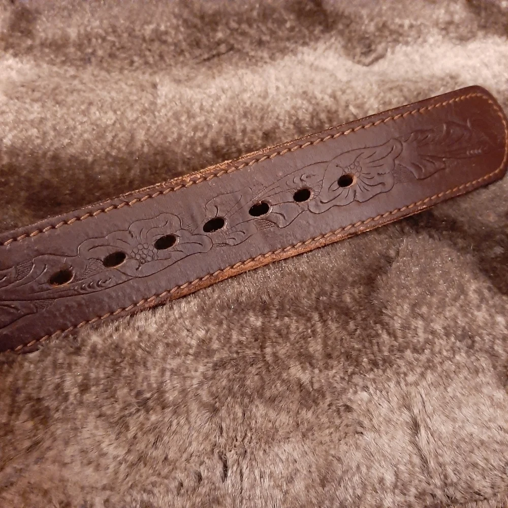 Chambers Belt Co. Top Grain Steer Hide Leather Belt 38 Tooled Floral Belt Boho